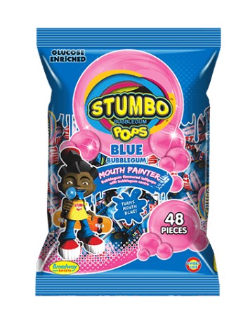 Stumbo Pops Blue Bubblegum Mouth Painter Lollipops 48